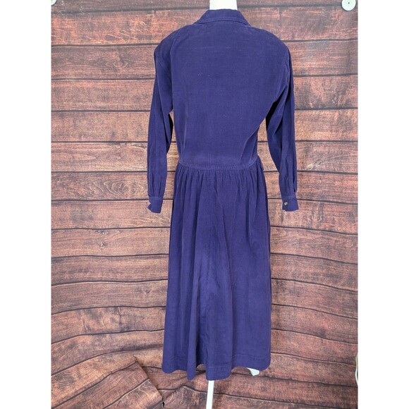 Vtg Talbots Purple Fine Corduroy Long Sleeve Maxi Shirt Dress Size 4 SEE MEASURE - Picture 4 of 9